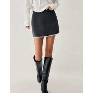 Commense Embroidered Trim Mini Skirt